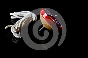 Spinning Top, Gyroscopes toy on black background