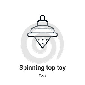 Spinning top toy outline vector icon. Thin line black spinning top toy icon, flat vector simple element illustration from editable