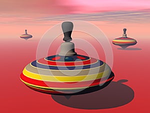 Spinning tops - 3D render