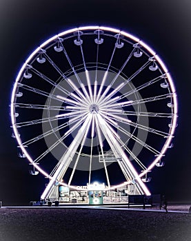 Spinning wheel in the dark at the beach