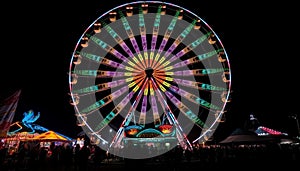 Spinning wheel of joy at carnival celebration generated by AI