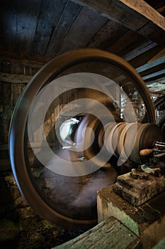 Spinning wheel of old the watermill