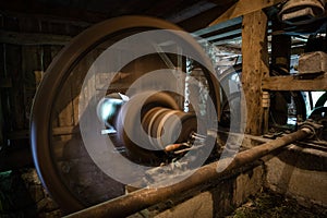 Spinning wheel of old the watermill