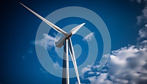 Spinning wind turbine generates alternative energy for sustainable power supply generated by AI