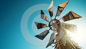 Spinning wind turbine generates electricity from nature wind power generated by AI
