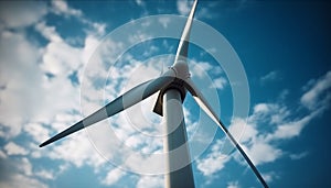 Spinning wind turbine generates sustainable power for a green future generated by AI