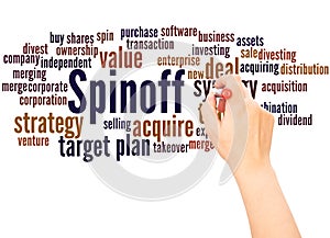Spinoff word cloud hand writing concept