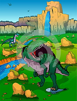 Spinosaur on the background of nature