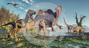 Spinosaurus and deinonychus