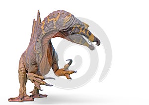 Spinosaurus looking down in white background