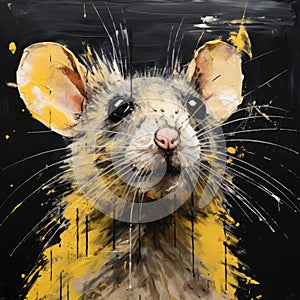 Powerful And Emotive Speedpainting: Yellow Rat With Spots On Black photo