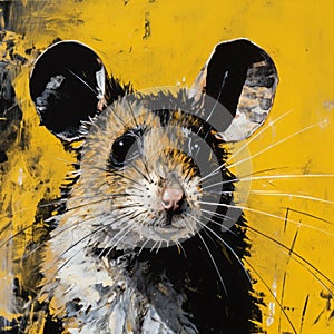 Vibrant Portraiture: Mated Mouse In Black And Yellow photo