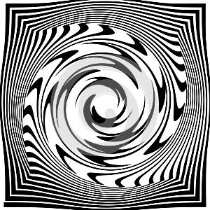 Spiral, background. Hypnotic, dynamic vortex Object on white background. Square background