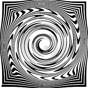 Spiral, background. Hypnotic, dynamic vortex Object on white background. Square background