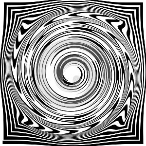 Spiral, background. Hypnotic, dynamic vortex Object on white background. Square background