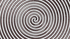 Spiral background with white and brown rusty metal stripes. 3d rendering.