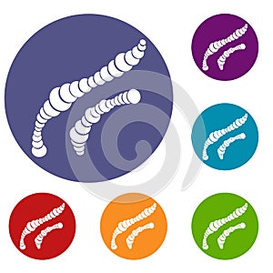 Spiral bacteria icons set