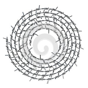 Spiral barbed wire front view 3D