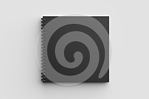Spiral binder square notebook mock up with black cover isolated