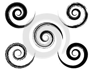 Spiral black brush strokes collection