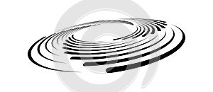 Spiral with black lines as dynamic abstract vector background or logo or icon. Abstract background with lines in circle. Artistic