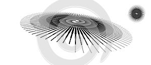 Spiral with black lines as dynamic abstract vector background or logo or icon. Abstract background with lines in circle. Artistic