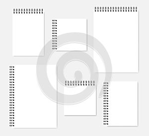 Spiral blank notebook - A4, A5, square sizes - realistic mock-up set