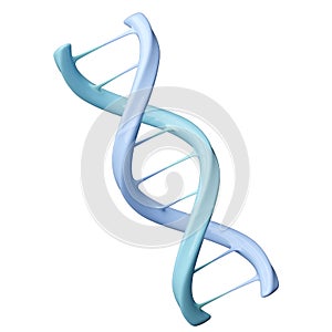 Spiral of Blue DNA double helix isolated white background