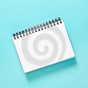 Spiral book blue background Paper notebook