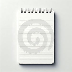 Spiral bound notebook open to blank lined pages with copy space