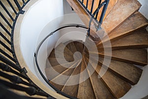 Spiral castle stairs made by wood