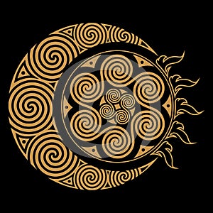 Spiral Celtic Moon and Celtc Sun photo
