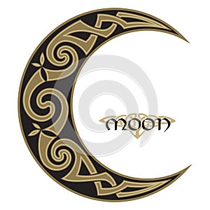 Spiral Celtic Moon, horned moon design photo
