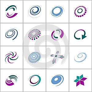 Spiral circle arrow and cross shape design elements