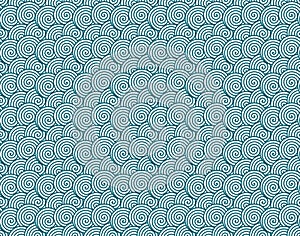 Spiral circles resembling waves seamless pattern