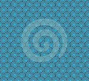 Spiral circles resembling waves seamless pattern