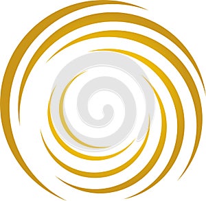Spiral of circling in gold, music and sound background