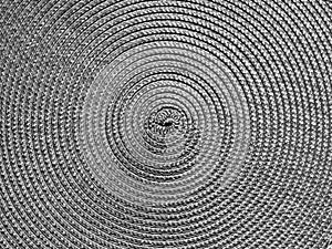 Spiral circular pattern with string texture. Gray texture background