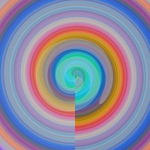 Spiral of colored lines divided by a vertical axis. A half-line of rotation