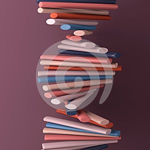Spiral with colorful glossy blocks. Abstract illustration, 3d render
