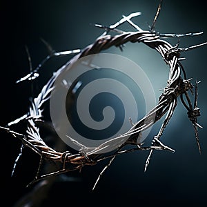 Spiral of Confinement: A Captivating Abstract Barbed Wire Close-Up photo