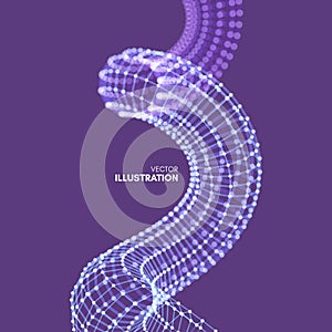 Spiral. Connection Structure. Abstract grid design. 3d vector Illustration for science