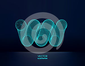 Spiral. Connection Structure. Abstract grid design. 3d vector illustration for science, technology