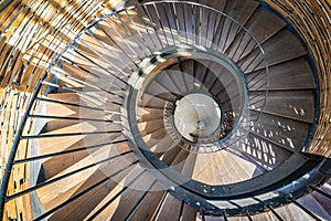 Spiral curve shape wooden stair decoration exterior