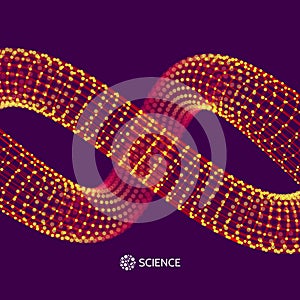 Spiral. 3d Vector Illustration. Wireframe Connection Structure. Abstract Dynamic Background