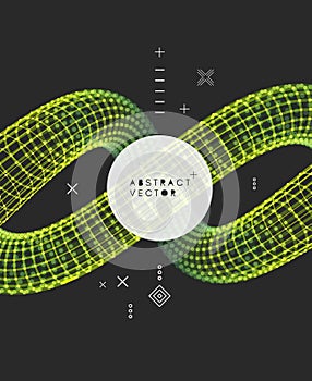 Spiral. 3d Vector Illustration. Wireframe Connection Structure. Abstract Background.