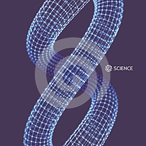 Spiral. 3d Vector Illustration. Wireframe Connection Structure. Abstract Dynamic Background