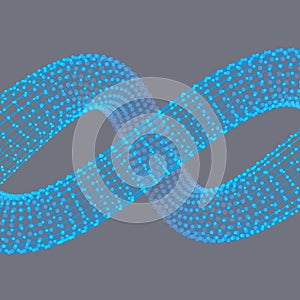 Spiral. 3d Vector Illustration. Wireframe Connection Structure. Abstract Dynamic Background