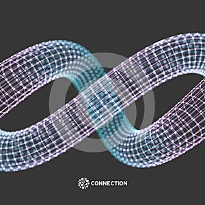 Spiral. Wireframe Connection Structure. Dynamic Background