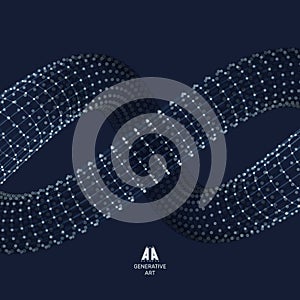 Spiral. 3d Vector Illustration. Wireframe Connection Structure.